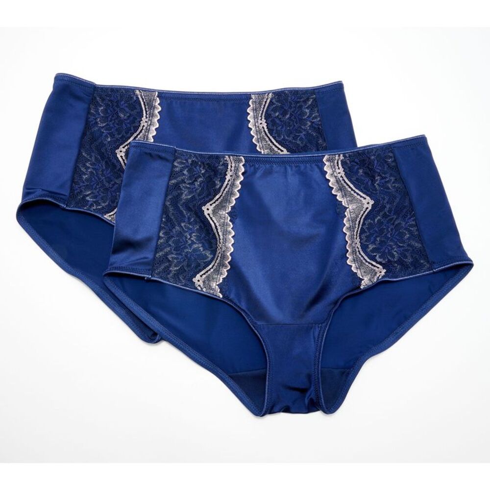 Breezies Women's Panties Sz S -T Lace Shimmer Hipster Brief Panty Purple A655486